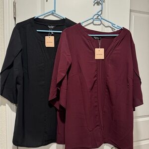 NWT New BloomChic Black and Burgundy Blouses lot 18/20 women’s 2XL shirts tops